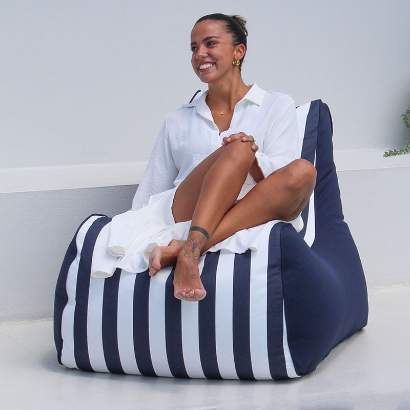 Bora Bora Bean Bag Chair (navy & white stripe) by Mooi Living