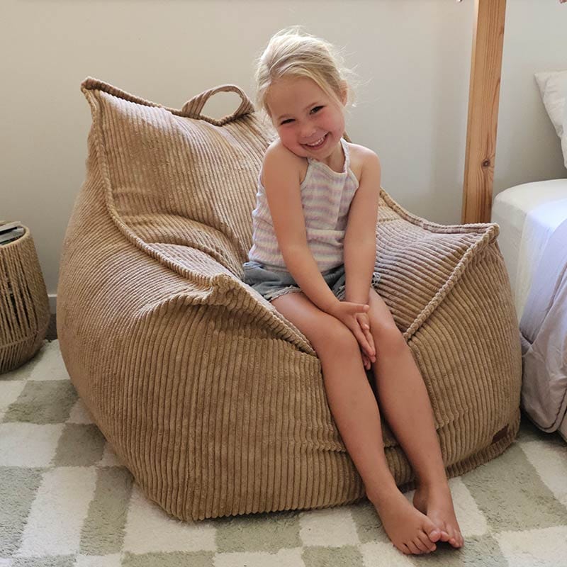 Mini Mooi Cord Bean Bag Chair in Caramel – warm-toned corduroy seating for little ones or compact corners