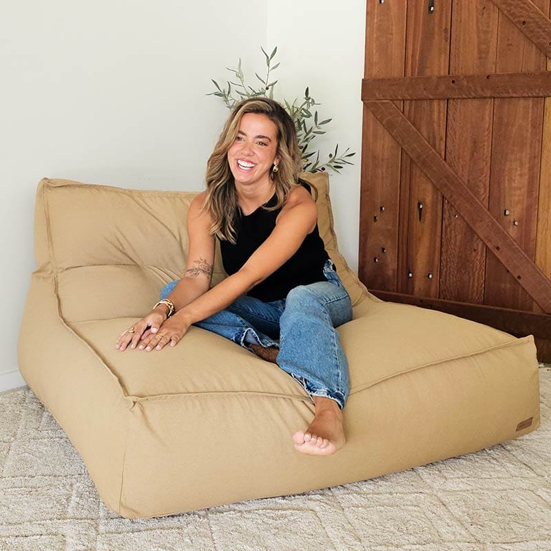 Stylish Tan Bean Bag for Two – Double Boss Lounge Chair by Mooi Living