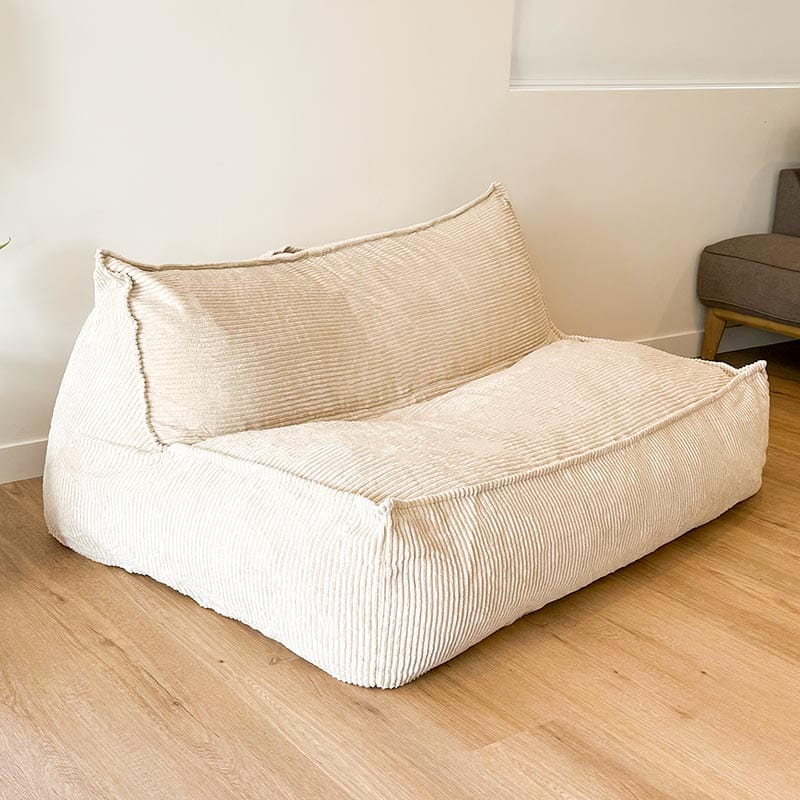 Mooi Living cord bean bag – spacious double seater for relaxed indoor lounging - Beige