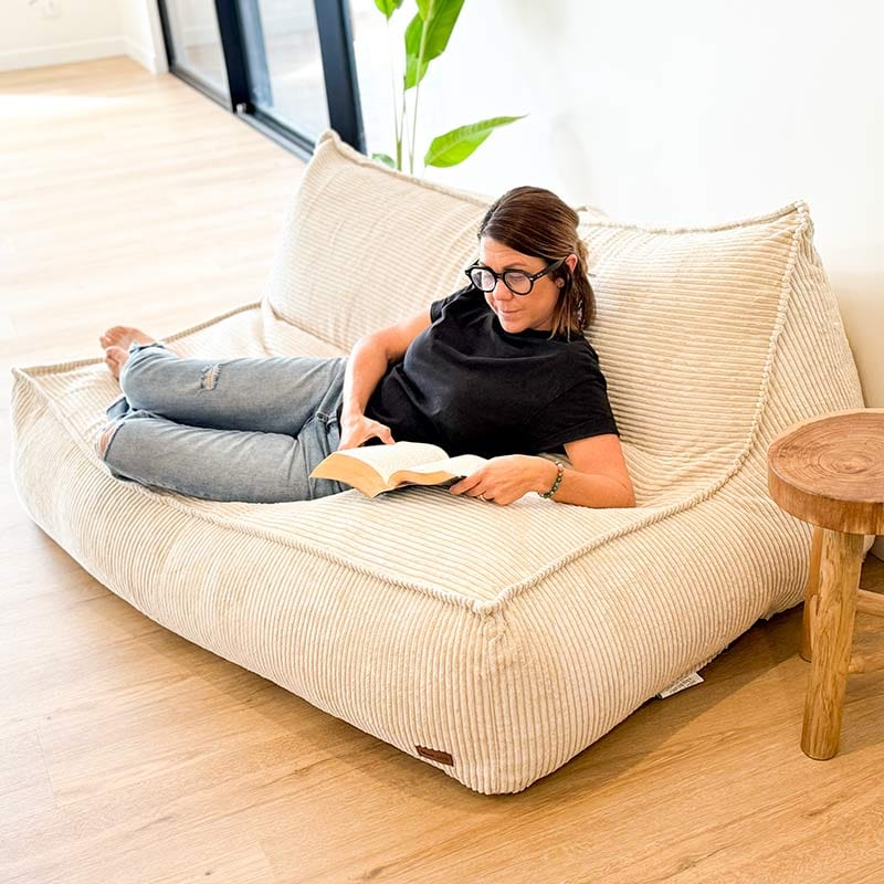 Limited edition Mooi Cord bean bag – double seater chair with plush corduroy finish - Beige