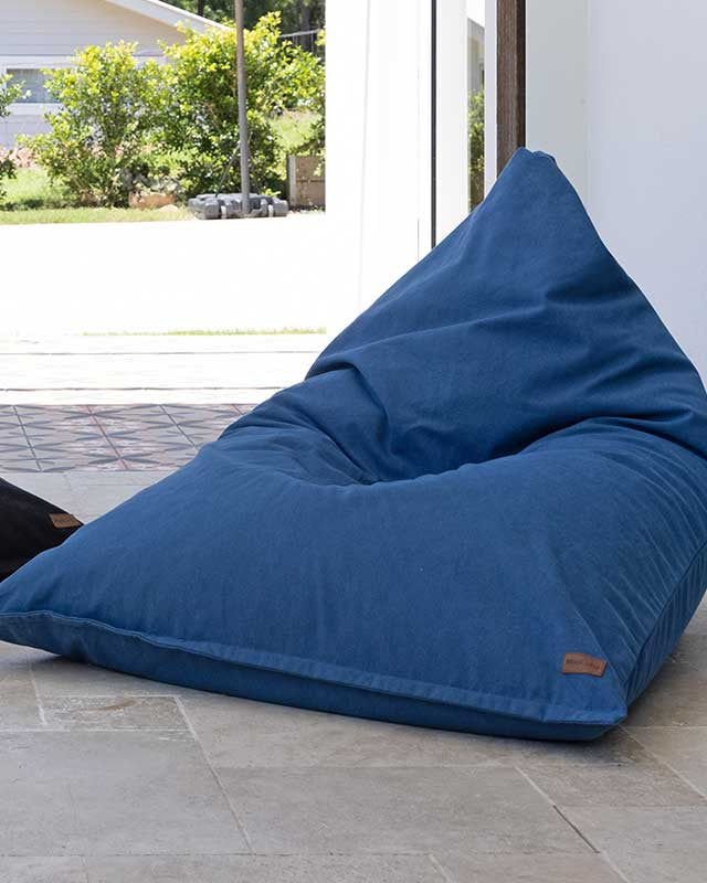 Canvas Triangle Bean Bag Chair | Blue | Mooi Living