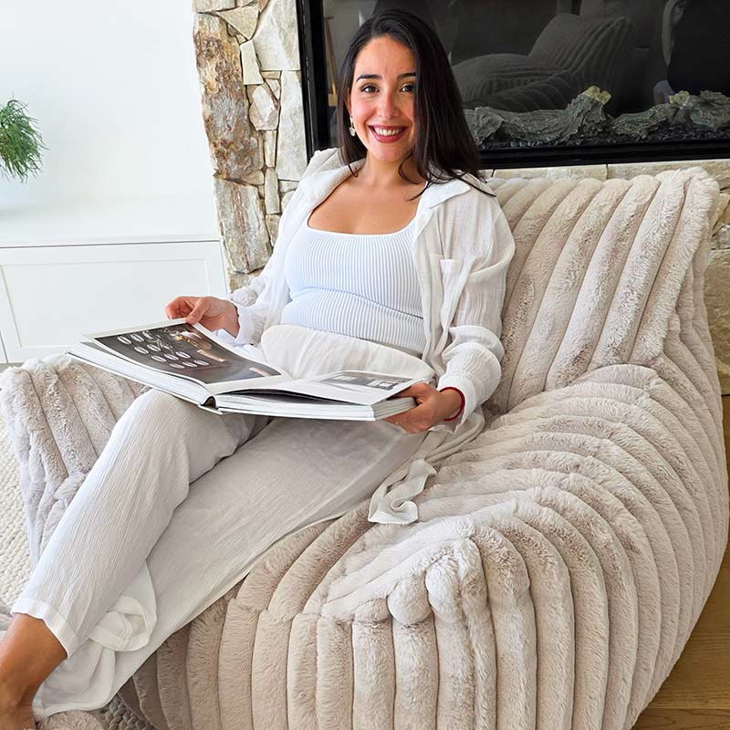 Callie Armchair Bean Bag – Champagne Corduroy Lounge Chair