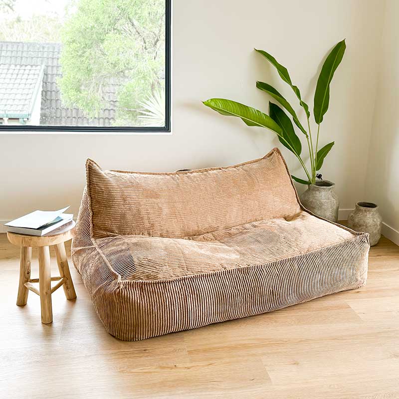Mooi Cord double bean bag chair – soft, oversized seating for modern interiors