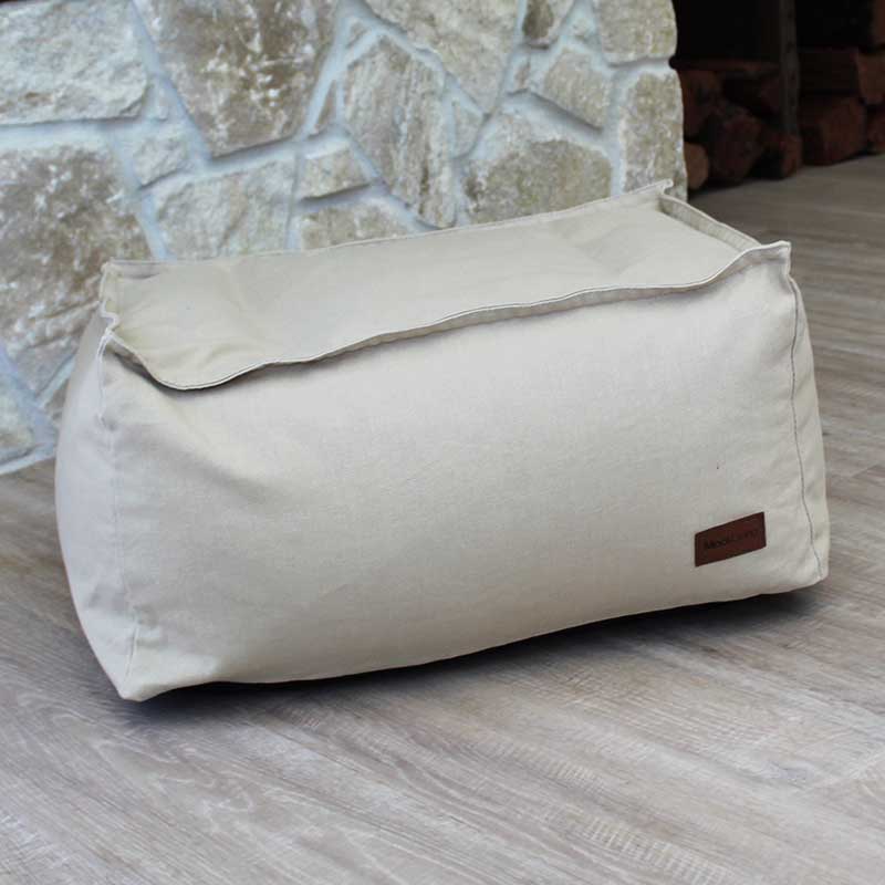 Natural Indoor Ottoman made from Washed Canvas - The Boss Ottoman by Mooi Living