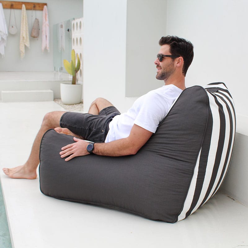 Outdoor Bean Bag chairs - Bora Bora Beanbag in Ouster Black Stripe