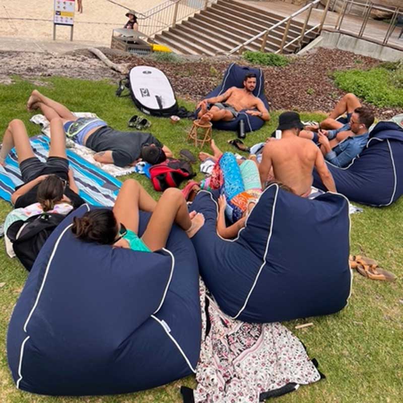 Customer Pic featuring our solid Bora Bora bean bag chairs outdoor bean bag by Mooi Living. located in coastal South Australia