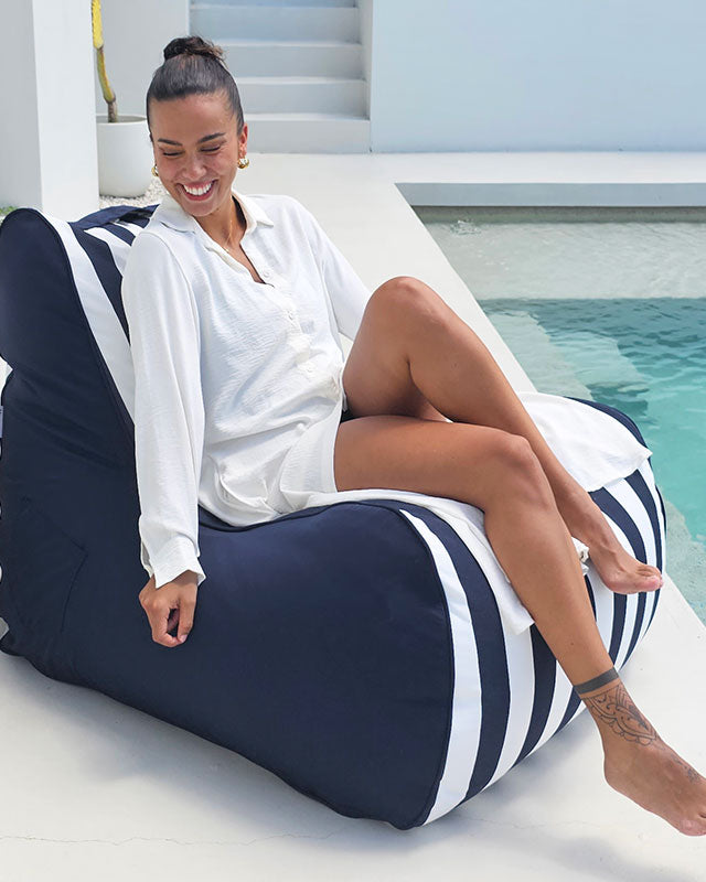 Bora Bora Bean Bag Chair (navy & white stripe) by Mooi Living