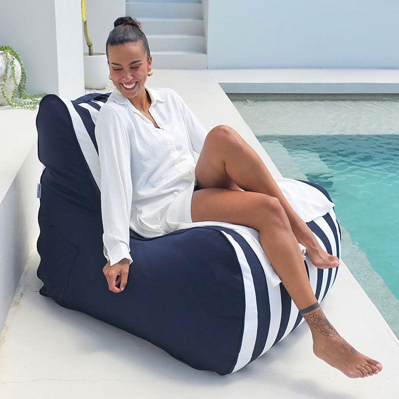Bora Bora Bean Bag Chair (navy & white stripe) by Mooi Living