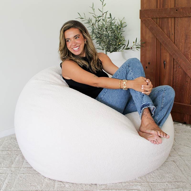 Designer Indoor Bean Bags - Creme Plush Pod indoor bean bag by Mooi Living
