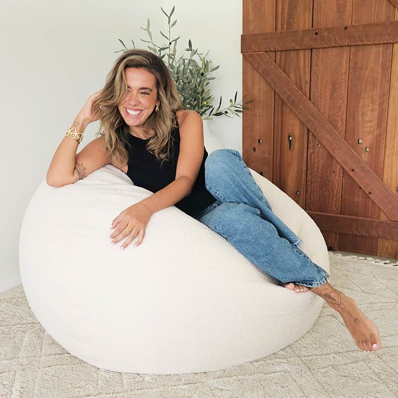 Plush Pod Bean Bag indoor bean bag by Mooi Living– modern curved design with plush fabric, made for soft support and style