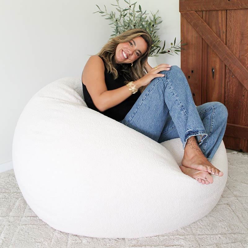 Designer Indoor Bean Bags - Creme Plush Pod indoor bean bag by Mooi Living