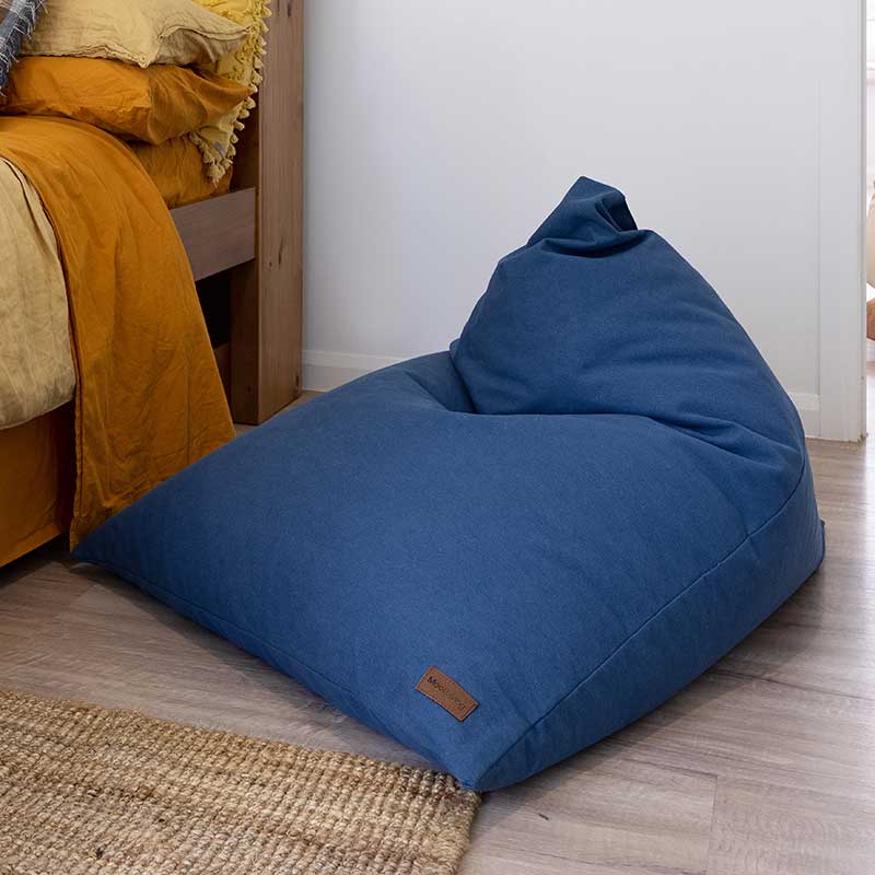 Mini Canvas Triangle Bean Bags | Blue | Mooi Living