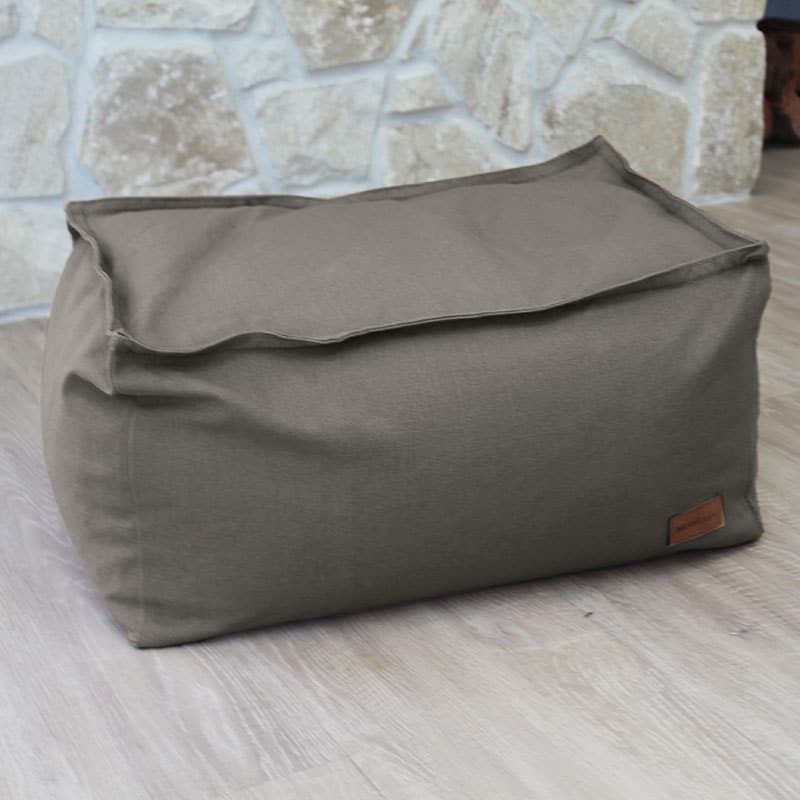 Mocha Indoor Ottoman made from Washed Canvas - The Boss Ottoman by Mooi Living