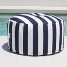 Resort Stripe Navy & White Outdoor Ottomans Olefin