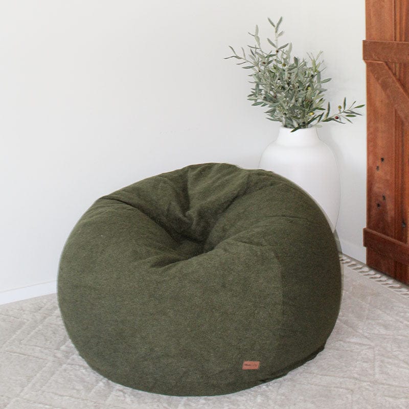 Designer Indoor Bean Bags - Olive Green Plush Pod indoor bean bag by Mooi Living