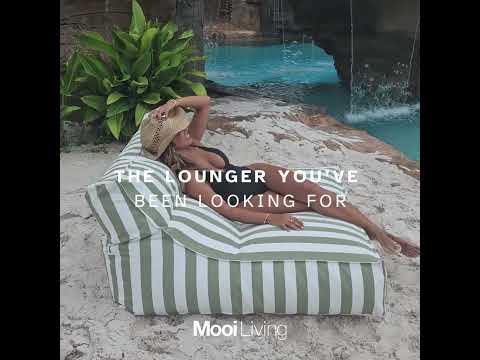 Floating Pool Lounger – Lana Double Bean Bag in Durable Olefin - Sage Green Stripe - Resort Vibes