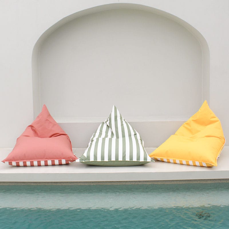 Reversible Outdoor Bean Bag – bold stripes on one side, neutral on the other for versatile outdoor lounging