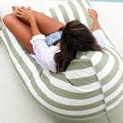 Sage Green Triangle Bean Bag for Outdoors – weatherproof, portable chair ideal for sunny poolside relaxation