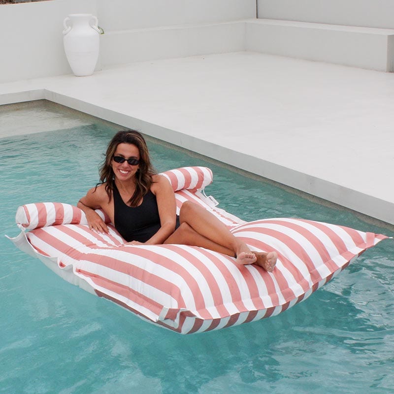 Blush Stripe Santorini Bean Bag Pool Float by Mooi Living