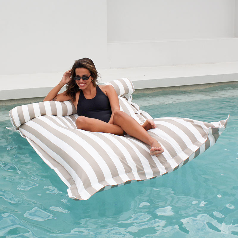 Luxe Floating Bean Bags - Santorini Float by Mooi Living in Taupe Stripe