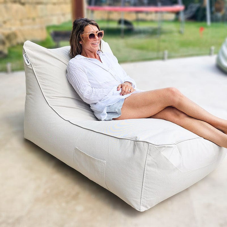 Natural Lachlan Lounger  outdoor bean bag by Mooi Living– premium outdoor bean bag with supportive comfort and weather-resistant fabric