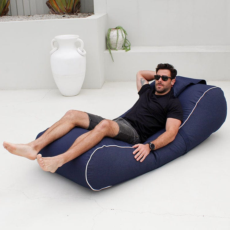 Navy Isla Sunlounger Bean Bag outdoor bean bag by Mooi Living
