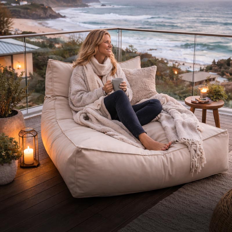 View our Range of Stylish Outdoor Bean Bags, designed to enjoy in every season.