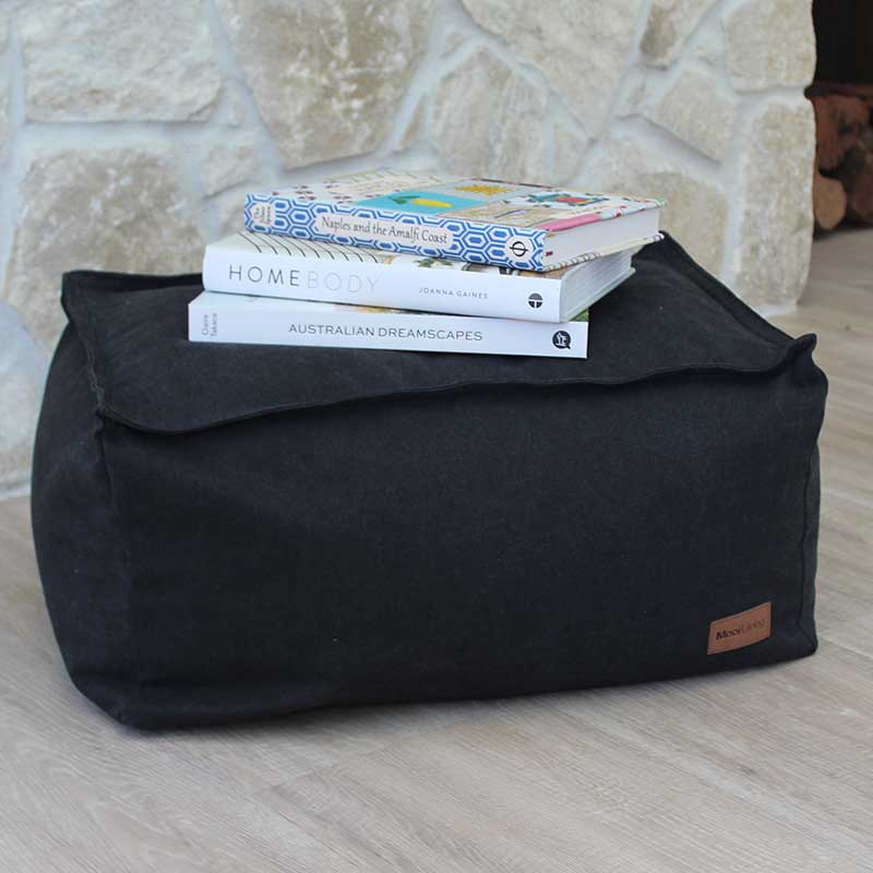 Black Boss Indoor Ottoman | Washed Canvas | Mooi Living