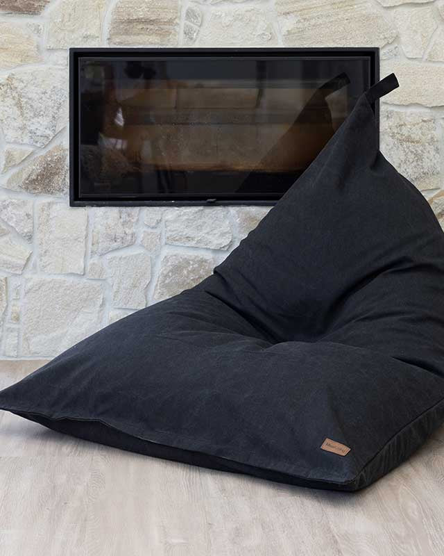 Canvas Triangle Bean Bag Chair | Black | Mooi Living