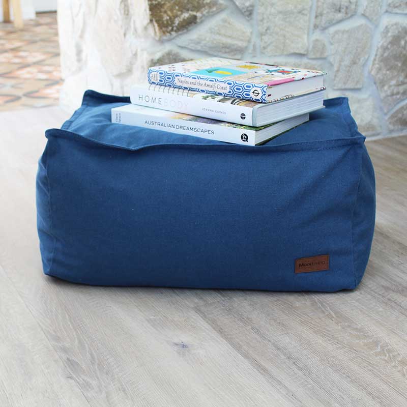 Blue Boss Indoor Ottoman | Washed Canvas | Mooi Living