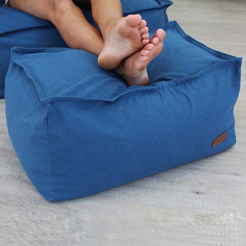 Blue Boss Indoor Ottoman | Washed Canvas | Mooi Living
