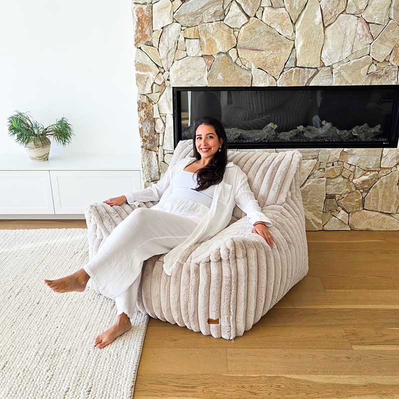 Callie Armchair Bean Bag – Champagne Corduroy Lounge Chair – Mooi