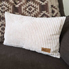 Beige corduroy cushion indoor Bean Bag by Mooi Living, with a Mooi Living brand label. This cushion is a perfect match to our Cord Chair, Double Cord Lounger, and Corduroy Cloud.