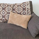Caramel corduroy cushion indoor Bean Bag by Mooi Living, with a Mooi Living brand label. This cushion is a perfect match to our Cord Chair, Double Cord Lounger, and Corduroy Cloud.