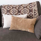 Beige and Caramel corduroy cushions indoor Bean Bag by Mooi Living. with a Mooi Living brand label. These cushions are a perfect match to our Cord Chair, Double Cord Lounger, and Corduroy Cloud.