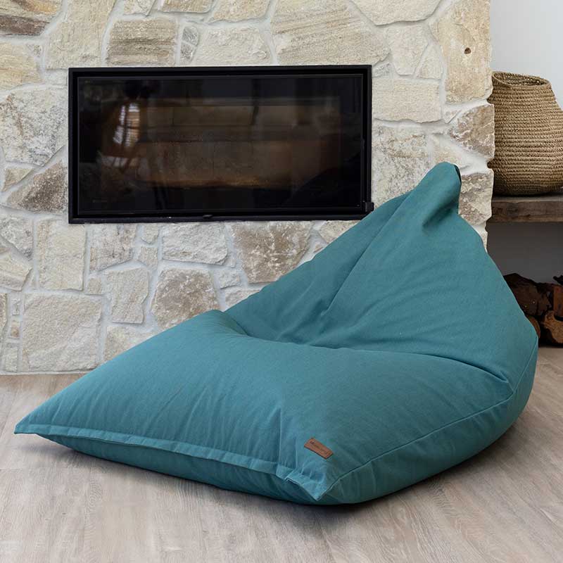 Canvas Triangle Bean Bag Chair | Green | Mooi Living