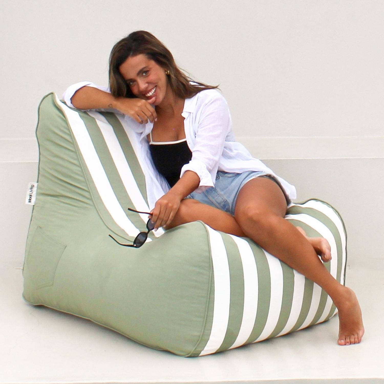 Outdoor Olefin Bean Bags Australia by Mooi Living,MOBORABB-STRI-GRE