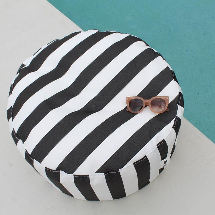 Outdoor Ottoman  outdoor bean bag by Mooi Living– Bean Bag Footrest in Durable Olefin Fabric - Oyster Black Stripe