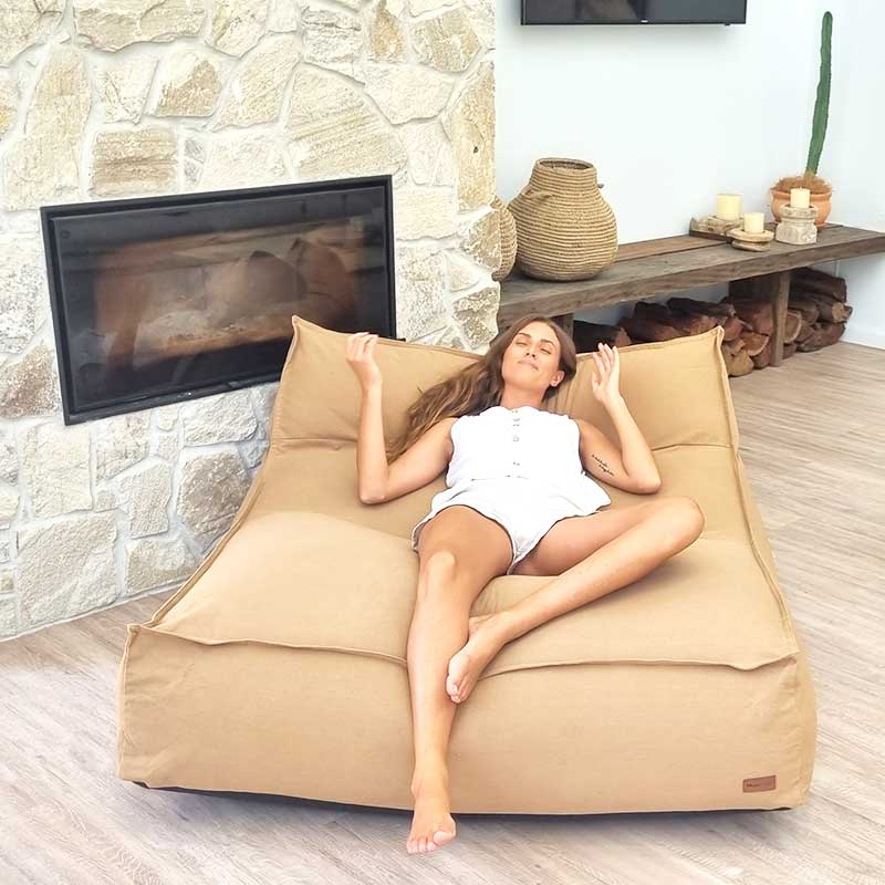 Boss Double Seater Bean Bag Couch | Tan | Mooi Living