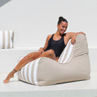 Bora Bora Bean Bag Chair (taupe & white stripe) poolside Bean Bag by Mooi Living,MOBORABB-STRI-TAU
