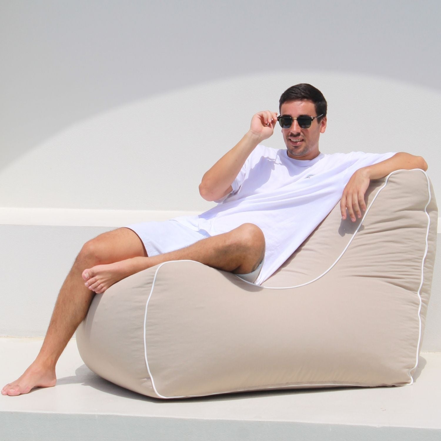 Bora Bora Bean Bag Chair (taupe & white stripe) outdoor Bean Bag by Mooi Living,MOBORABB-TAU