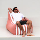 Blush Stripe Bora Bora Single Bean Bag Chair for Outdoors, MOBORABB-STRI-BLU