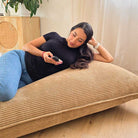 Corduroy Cloud in Caramel indoor bean bag by Mooi Living. A versatile corduroy bean bag designed for modern living - use it flat, upright, or hammock-style for effortless comfort in every corner of your home.