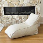 Neutral boucle daybed indoor bean bag by Mooi Living in a calming interior retreat