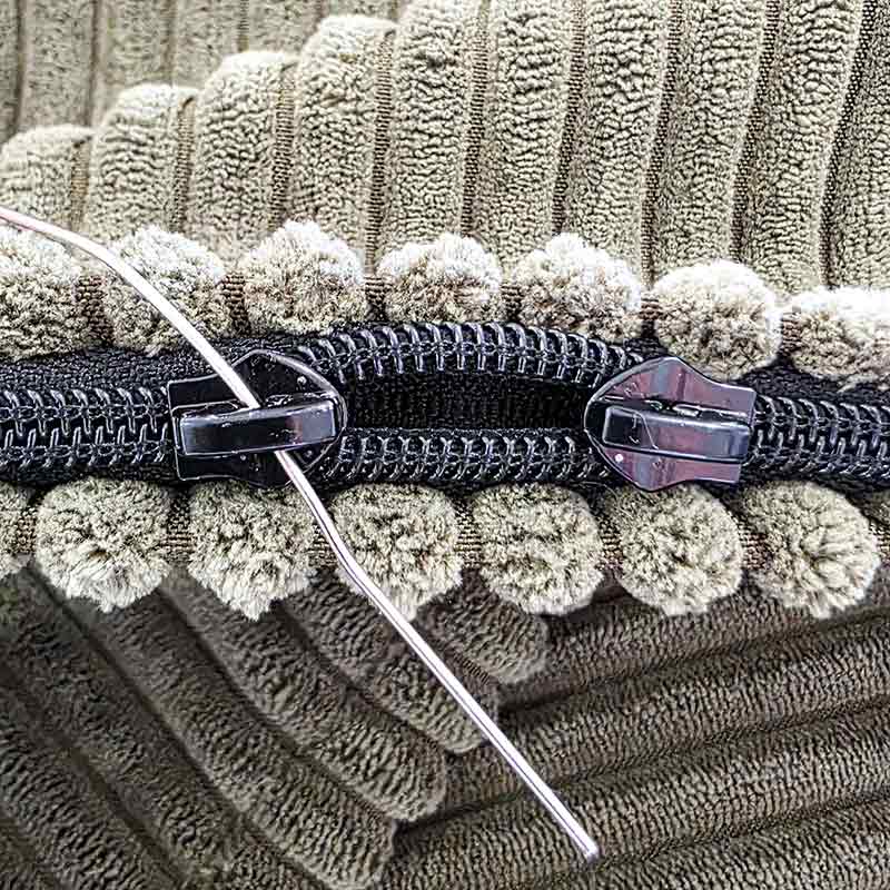 We incorporate a double zipper system for our indoor bean bags for extra strength and durability.