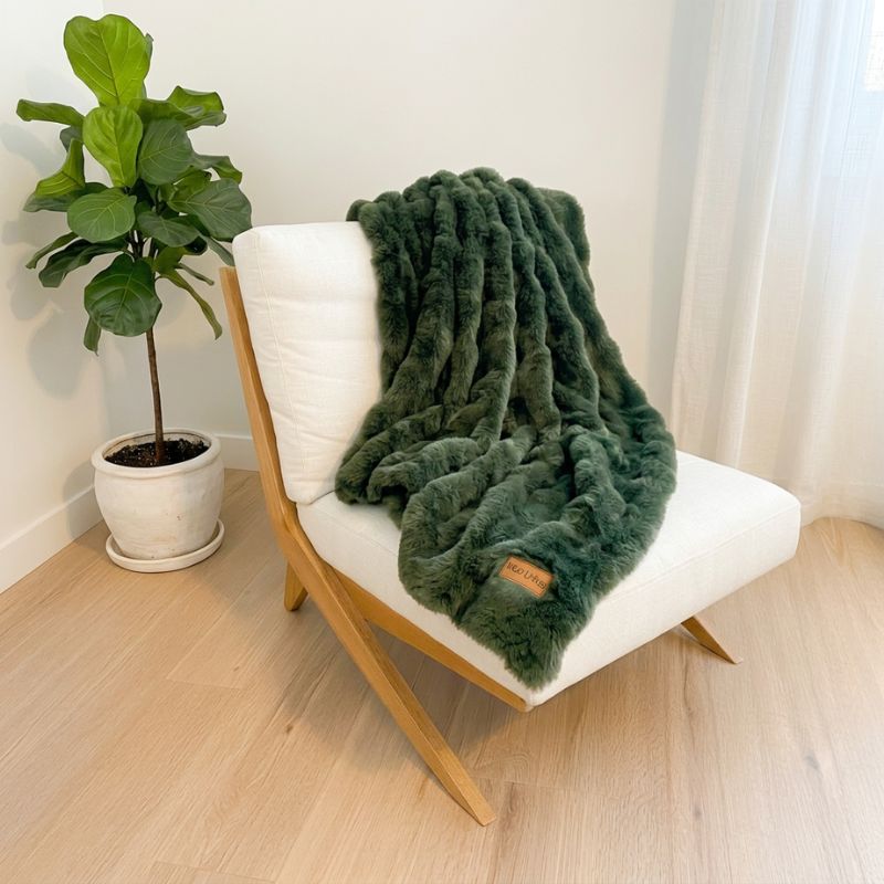 Beautiful luxe green faux fur throw