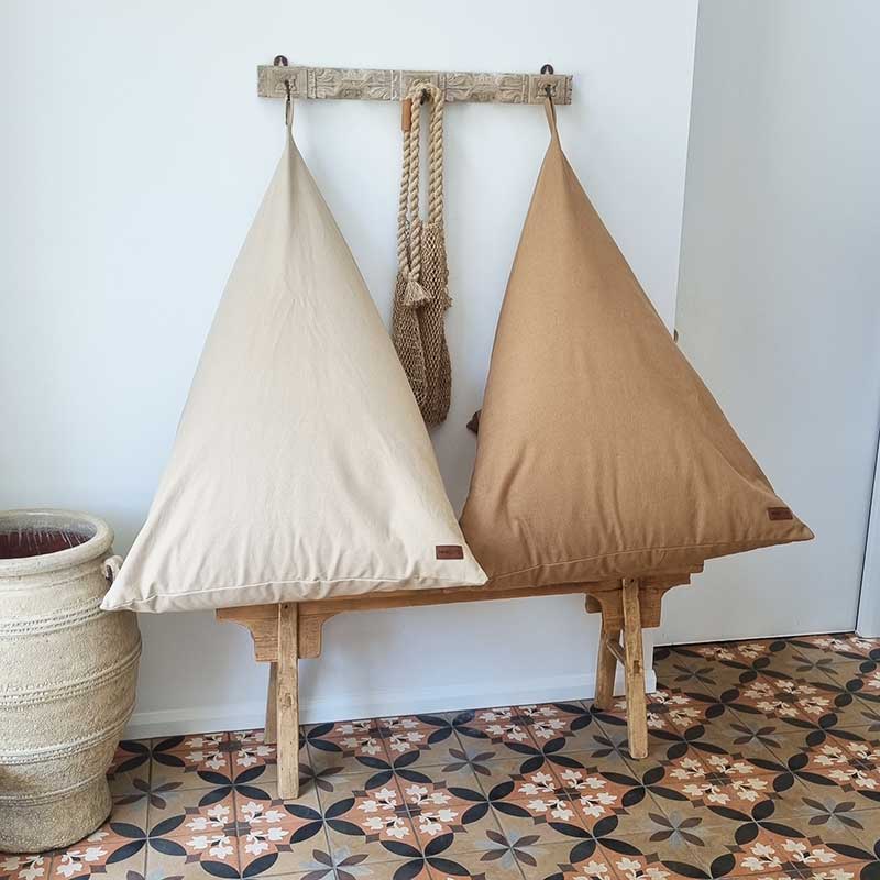 Mini Canvas Triangle Bean Bags | Tan & Natural |  indoor Bean Bag by Mooi Living
