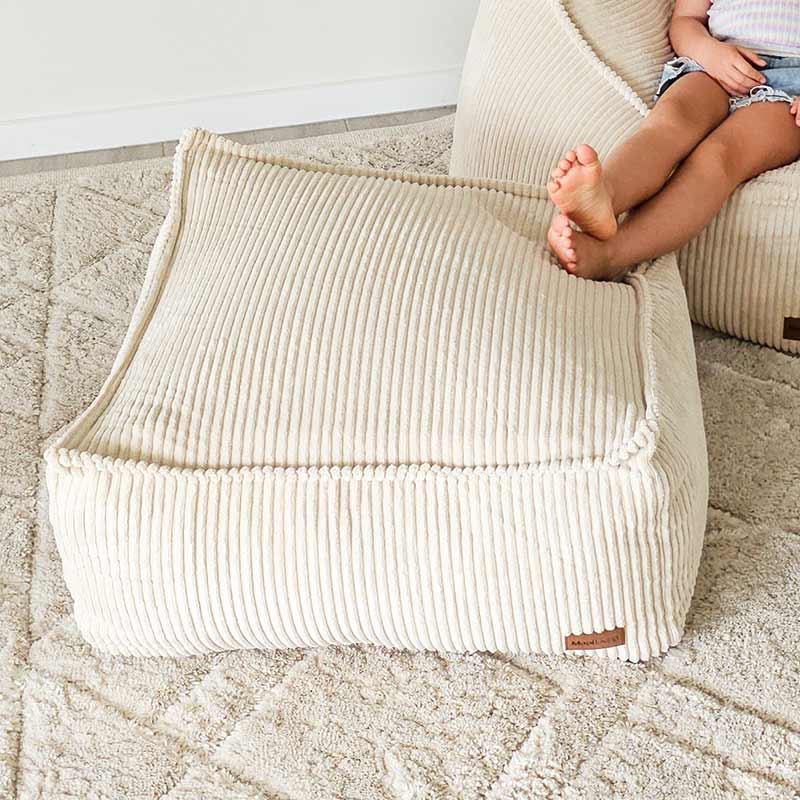 Mooi Cord Ottoman indoor Bean Bag by Mooi Living in beige – plush, neutral-toned ottoman for relaxed indoor lounging