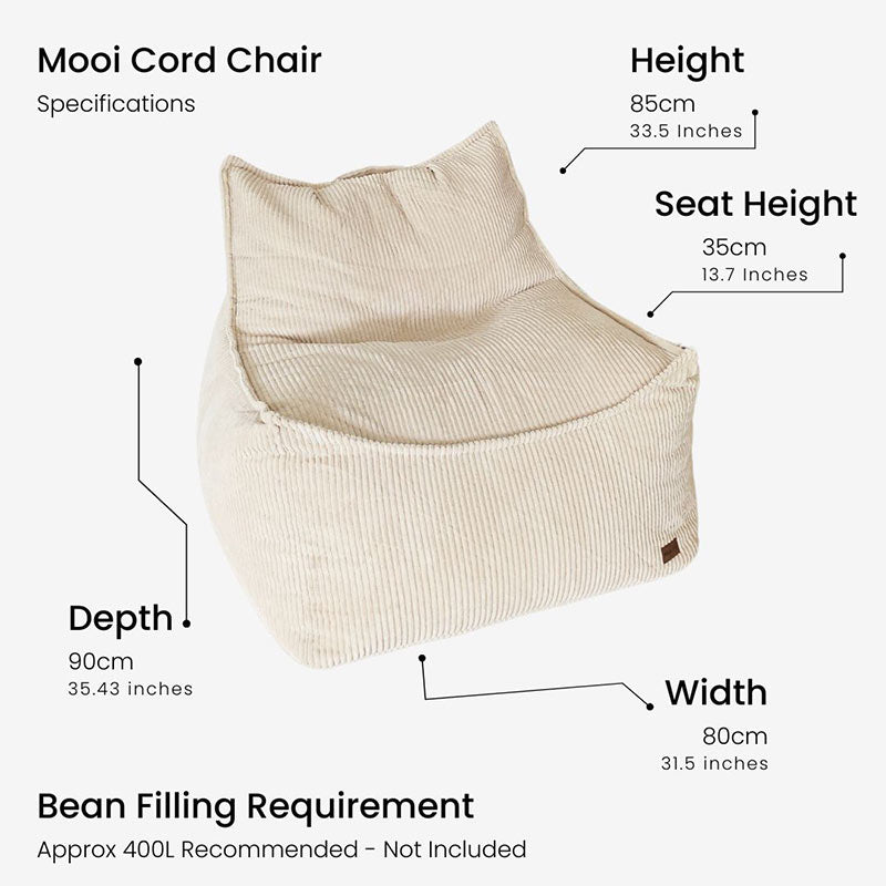 Mooi Cord Bean Bag Specifications